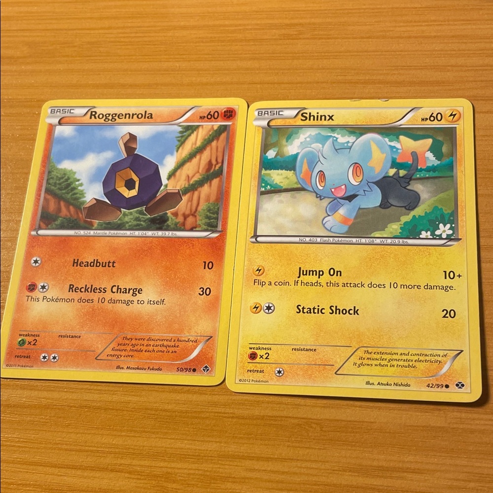 Roggenrola and Shinx Pokémon Cards